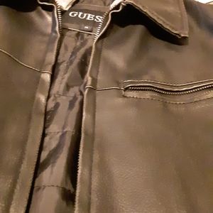 Guess Leather Jacket w hood.
